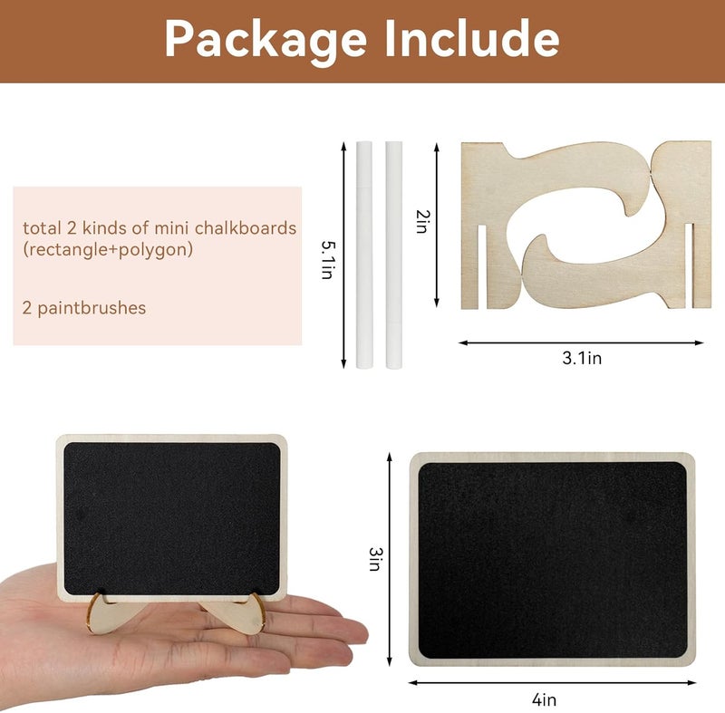 wreathqueen Mini Chalkboard Signs with Stands – Wooden Food Labels for Party, Buffet & Wedding – Includes 2 Chalk Markers – Mini Chalkboards for DIY Crafts & Food Display - Image 2